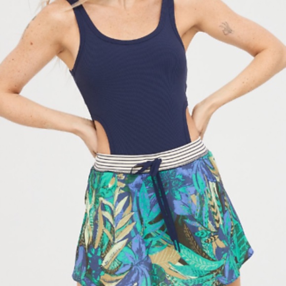 Aerie Blue and Green Romper Skort - Picture 1 of 9